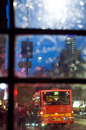 LONDON - OCTOBER 02: Night traffic on the streets of London on October 02, 2014 in London, UK. London is one of the world's leading tourism destinations. Selective focusのeditorial素材