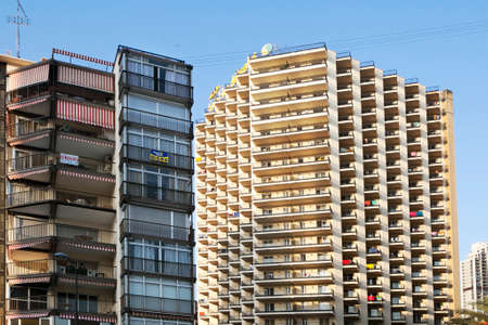 Benidorm, Spain - July 20, 2015:  Benidorm is a coastal city in Alicante. Benidorm is a major beach destination for European tourism. Spainのeditorial素材