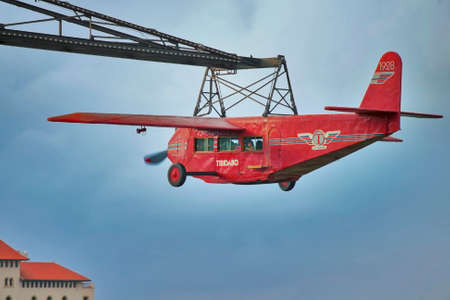 BARCELONA - July 25: Nostalgic Airplane in Parc d'Atraccions at Tibidabo July 25, 2016 in Barcelona, Spain.のeditorial素材