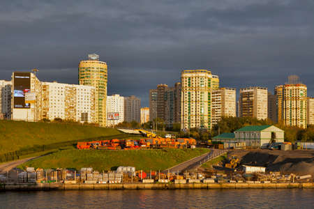 MOSCOW, RUSSIA - 26 September, 2016: View of the Khimki reservoir and North River Terminal (Northern Administrative Okrug)のeditorial素材