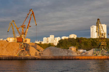 MOSCOW, RUSSIA - 26 September, 2016: View of the Khimki reservoir and North River Terminal (Northern Administrative Okrug)のeditorial素材
