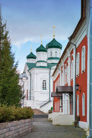 KOSTROMA, RUSSIA - SEPTEMBER 16, 2016: View of the Ipatievsky Monastery cloudy September day Cradle...