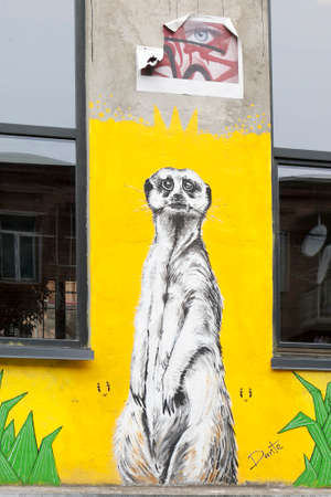 TBILISI, GEORGIA, 16 AUGUST, 2016: Graffiti on the wall of hostel "Fabrica"のeditorial素材