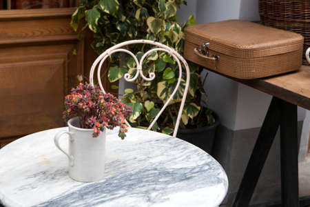 street cafe with flower on the table in Tbilisi