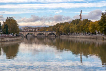 TBILISI, GEORGIA, 6 November, 2016: Dry bridge of flea market against Kura river, Biltmore Hotel and Radisson Blu Iveria Hotel in Tbilisi, Georgia.のeditorial素材