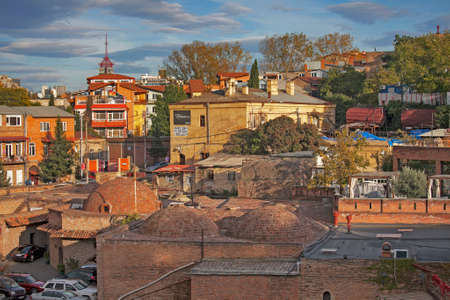 TBILISI, GEORGIA, 16 AUGUST, 2016: Abanotubani is the ancient district of Tbilisi, Georgia, known for its sulfuric baths. Abanotubani is located at the bank of the Mtkvari (Kura) River.のeditorial素材