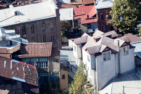TBILISI, GEORGIA - November 04, 2016 : Tbilisi city center aerial view from Narikala Fortress, Georgiaのeditorial素材