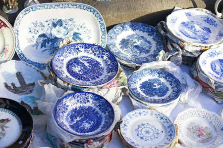 TBILISI, GEORGIA, 16 AUGUST, 2016: Antiques of the nineteenth century for sale on a flea market in Tbilisiのeditorial素材