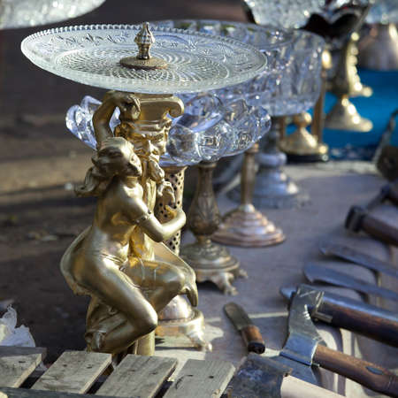 TBILISI, GEORGIA, 16 AUGUST, 2016: Antiques of the nineteenth century for sale on a flea market in Tbilisiのeditorial素材