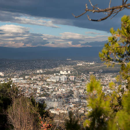 TBILISI, GEORGIA - November 04, 2016 : Tbilisi city center aerial view from the mountain Mtazminda, Tbilisi Georgiaのeditorial素材