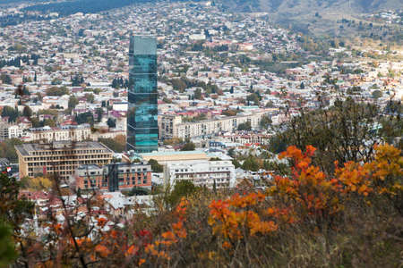TBILISI, GEORGIA - November 04, 2016 : Tbilisi city center aerial view from the mountain Mtazminda, Tbilisi Georgiaのeditorial素材