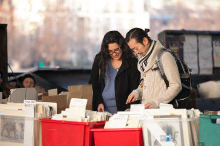 LONDON, ENGLAND - JULY 12, 2016 Used book market under Waterloo Bridge, South Bank, London, England,...
