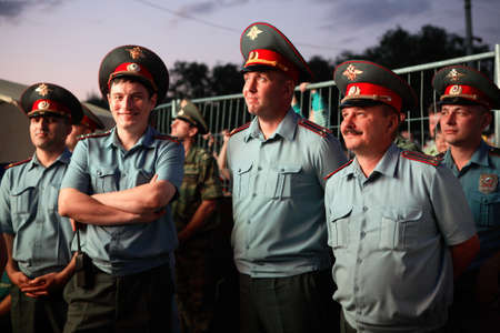 Moscow, Russia, July, 20, 2016, Russian police maintain order at the concert on the day of the city