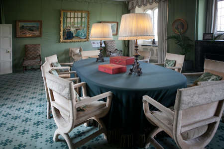 LONDON, ENGLAND - JULY 12, 2016 Typical interior of English castle. Leeds Castle Seminar Room
