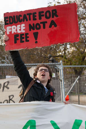 London, UK. 19th Nov, 2016. Students protest against fees and cuts and debt in central London....