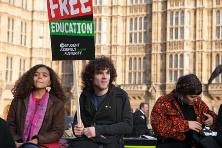 London, UK. 19th Nov, 2016. Students protest against fees and cuts and debt in central London.