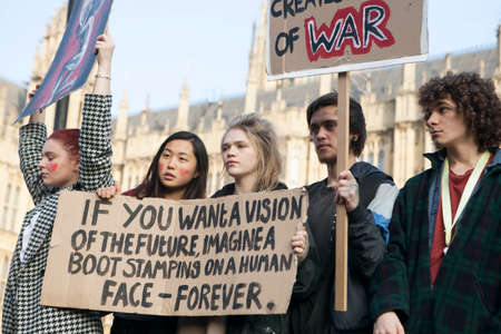 London, UK. 19th Nov, 2016. Students protest against fees and cuts and debt in central London.のeditorial素材
