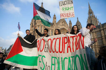 London, UK. 19th Nov, 2016. Students protest against fees and cuts and debt in central London.