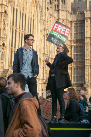 London, UK. 19th Nov, 2016. Students protest against fees and cuts and debt in central London.のeditorial素材
