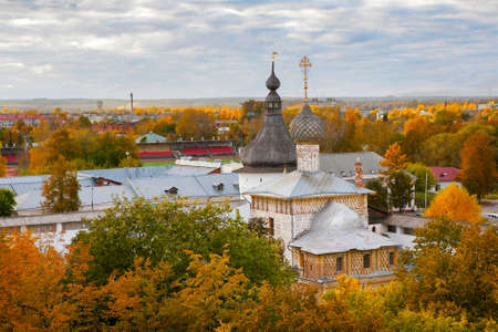 ROSTOV, Russia - 11 September 2017 , Rostov Veliky, Russia- Domes of churches in the Kremlin. Golden Ringのeditorial素材