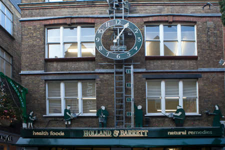 LONDON, ENGLAND - December 18 , 2017 Neal's Yard Water Clock at Shorts Gardens. Clock was created in...
