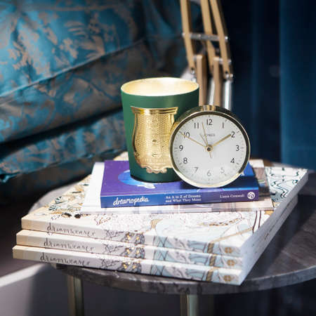 LONDON, ENGLAND - December 18 , 2017 Christmas showcases at Debenhams. Department store chain selling own-brand and international fashion, beauty and homeware products,のeditorial素材