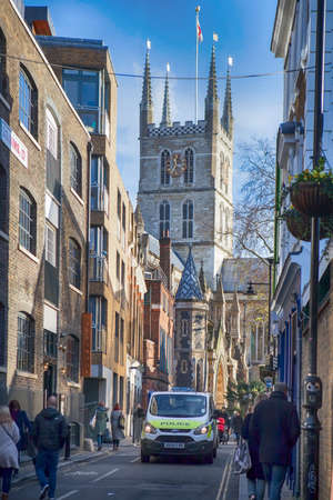 LONDON, ENGLAND - December 18 , 2017 The historic Southwark Cathedral in London.