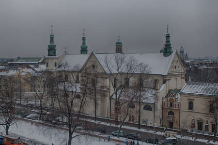 Krakow, Poland - February 12, 2018 Roofs of houses in old city in Krakowのeditorial素材
