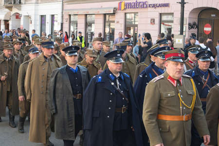 WARSAW, POLAND - April 08, 2018 XI Katyn March Shadow. In connection with the 78th anniversary of...