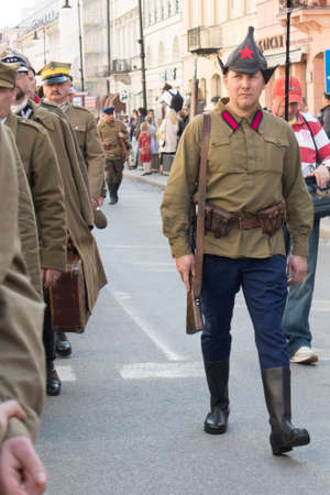 WARSAW, POLAND - April 08, 2018 XI Katyn March Shadow. In connection with the 78th anniversary of...