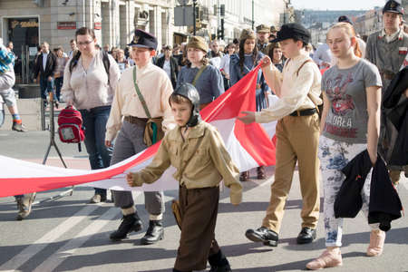WARSAW, POLAND - April 08, 2018 XI Katyn March Shadow. In connection with the 78th anniversary of the Katyn Massacre.のeditorial素材