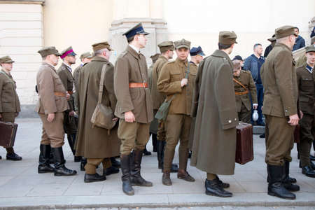 WARSAW, POLAND - April 08, 2018 XI Katyn March Shadow. In connection with the 78th anniversary of...