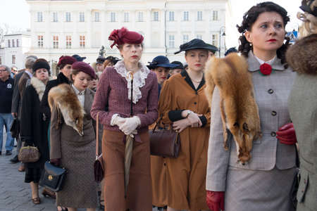 WARSAW, POLAND - April 08, 2018 XI Katyn March Shadow. In connection with the 78th anniversary of the Katyn Massacre.のeditorial素材