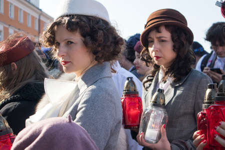 WARSAW, POLAND - April 08, 2018 XI Katyn March Shadow. In connection with the 78th anniversary of the Katyn Massacre.のeditorial素材