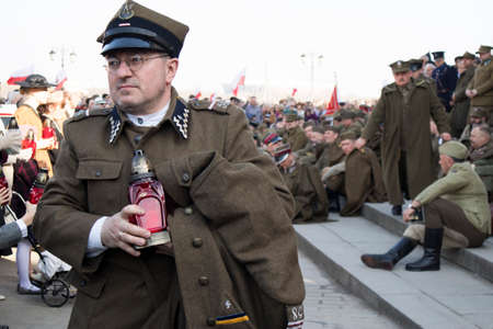 WARSAW, POLAND - April 08, 2018 XI Katyn March Shadow. In connection with the 78th anniversary of the Katyn Massacre.のeditorial素材