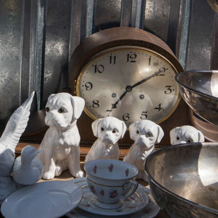 WARSAW, POLAND - April 08, 2018 Street flea market of old things and antiques in the old district