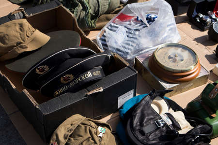 WARSAW, POLAND - April 08, 2018 Street flea market of old things and antiques in the old districtのeditorial素材