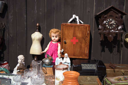 WARSAW, POLAND - April 08, 2018 Street flea market of old things and antiques in the old districtのeditorial素材