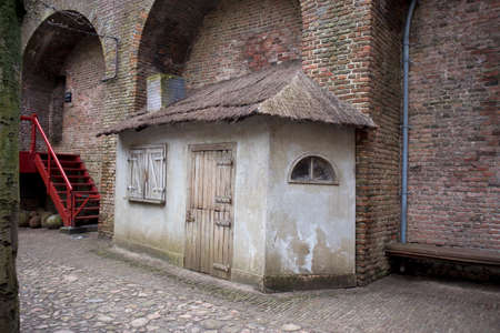 Muiden , Holland - 14 April 2018 Medieval city house. Muiderslot Muiden castle in Muiden, Noord-Holland, The Netherlands.のeditorial素材