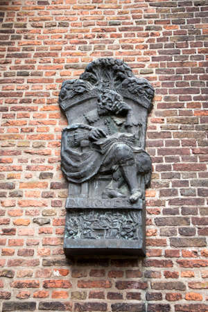 Muiden , Holland - 14 April 2018 Commemorative plaque for PC Hooft, a famous Dutch writer in the times of the Republic of the Netherlandsのeditorial素材