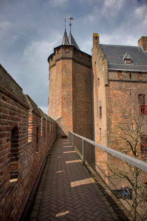 Muiden , Holland - 14 April 2018 The castle Muiderslot in the village Muiden near Amsterdam in Holland, the Netherlands, Europeのeditorial素材