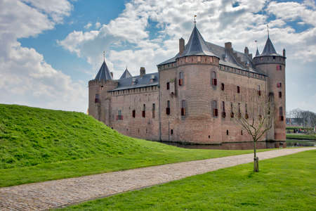 Muiden , Holland - 14 April 2018 The castle Muiderslot in the village Muiden near Amsterdam in Holland, the Netherlands, Europeのeditorial素材
