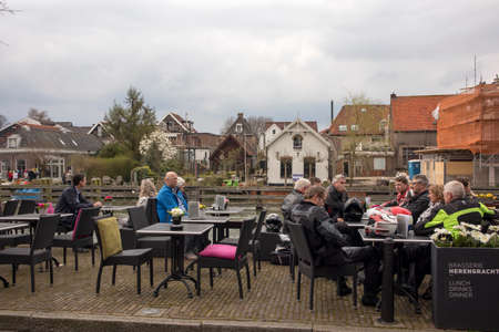 Muiden , Holland - 14 April 2018 Old building in small village Muidenのeditorial素材
