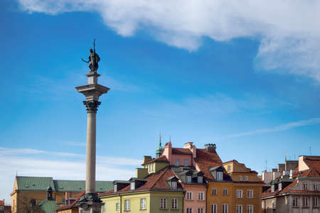 WARSAW, POLAND - APRIL 28, 2018 , Zygmunt Column, Castle Square, Old Town, Warsaw, Polandのeditorial素材