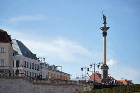 WARSAW, POLAND - APRIL 28, 2018 , Zygmunt Column, Castle Square, Old Town, Warsaw, Polandのeditorial素材