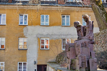 WARSAW, POLAND - APRIL 28, 2018: The statue of Wars and Sava, the legendary founders of the city or...