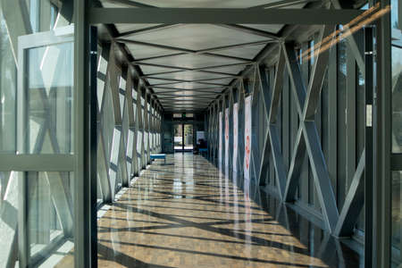 Poznan, Poland, April 30, 2018: Interior of Porta Posnania (The ICHOT Poznan Gate) interactive museum on a beautiful sunny dayのeditorial素材