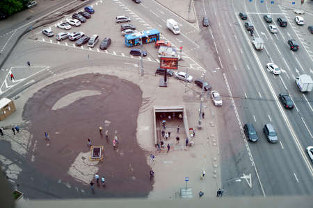 Moscow, RUSSIA - May 23, 2018: View from the skyscraper to the area of Ilyicha Square