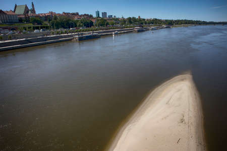 WARSAW, POLAND - June 28, 2018: City over the river. Warsaw over the Vistula. The old town is the Polish and Viennese Boulevards. High-rise buildings and historicのeditorial素材