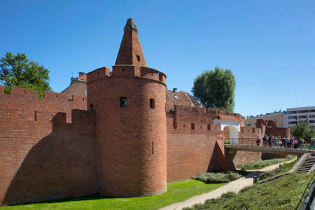 Warsaw, Poland - June 20, 2018: Historic Warsaw Barbican in the Warsaw Old Town.のeditorial素材